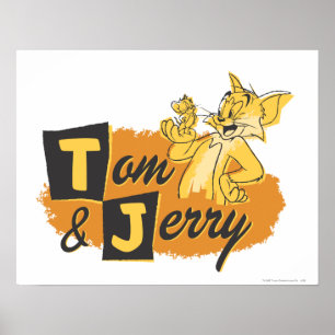 Pôster Logotipo do mouse Tom e Jerry em Paw