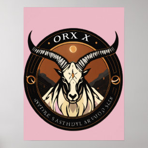 Poster Logotipo do Oryx – Silhueta Elegante de Antílope