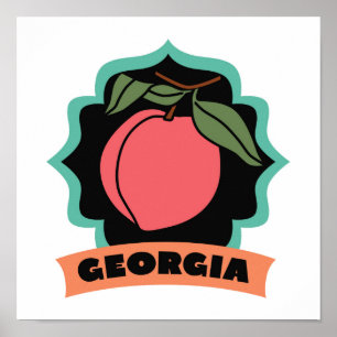 Poster Logotipo do pêssego de Geórgia