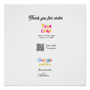 Pôster logotipo do site de revisão do Google código QR de