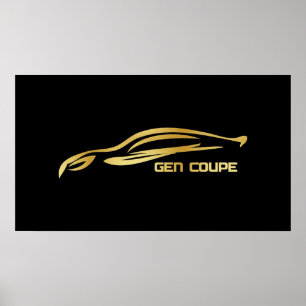 Pôster Logotipo Dourado da silhueta do cupé da génese