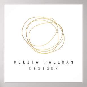 Poster Logotipo Dourado do Designer Mínimo e Moderno