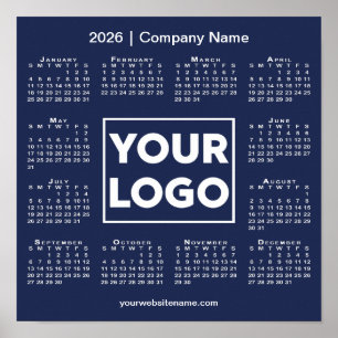 Poster Logotipo e nome da empresa no calendário 2026 - Az