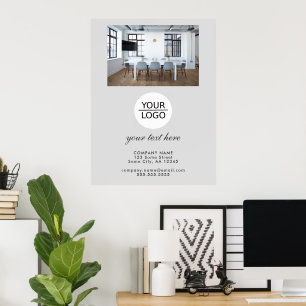 Poster Logotipo e Texto Personalizado para Negócios no Es