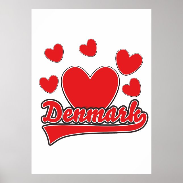 Poster Logotipo estilo vintage Amo Dinamarca (Frente)