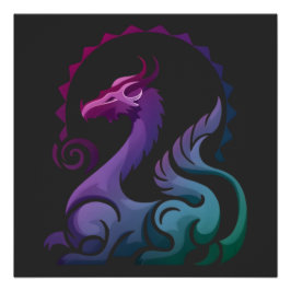 Pôster Logotipo Gradiente do Dragão Roxo abstrato Na moda