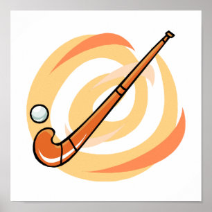 Poster Logotipo laranja de Hockey em campo