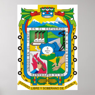 Poster Logotipo mexicano oficial da heráldica de Puebla