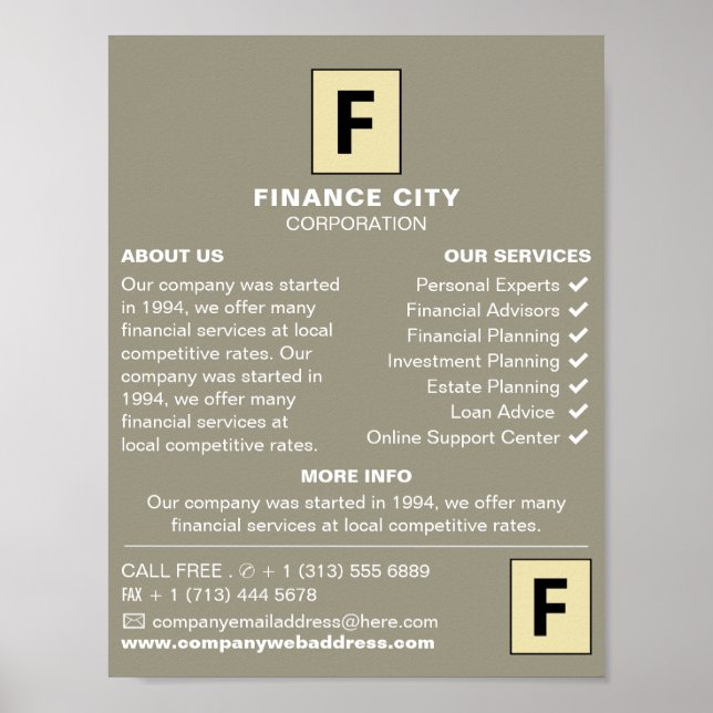 Poster Logotipo personalizado, anúncio comercial e financ (Frente)