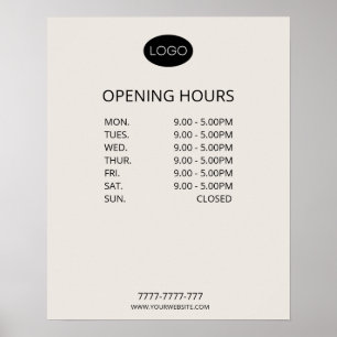 Poster Logotipo Personalizado Simples de Horas de Abertur