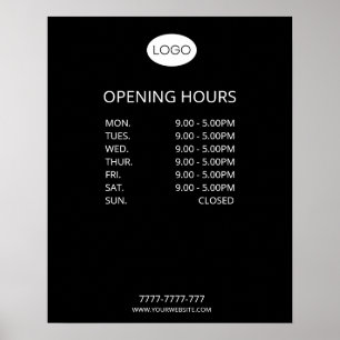 Poster Logotipo Personalizado Simples de Horas de Abertur