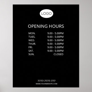 Poster Logotipo Personalizado Simples de Horas de Abertur