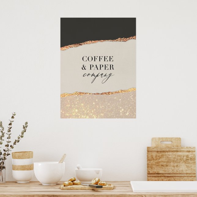 Poster Logotipo personalizado Sinal de empresa Creme pret (Cozinha)