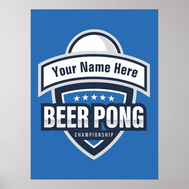 Poster Logotipo personalizável do Beer Pong (Frente)