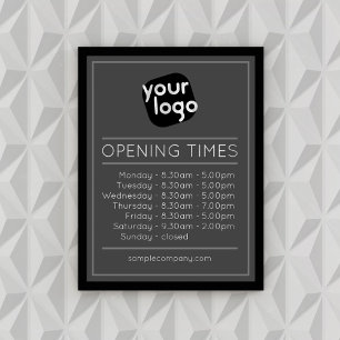 Pôster Logotipo Personalizável E Horas De Abertura De Neg