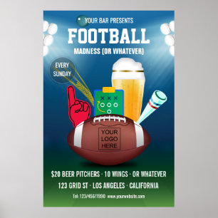 Poster logotipo promocional de evento de futebol de bar