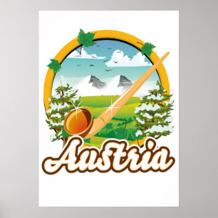 Poster Logotipo retro viagem da Áustria
