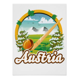 Pôster Logotipo retro viagem da Áustria