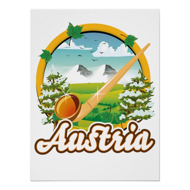 Pôster Logotipo retro viagem da Áustria (Frente)