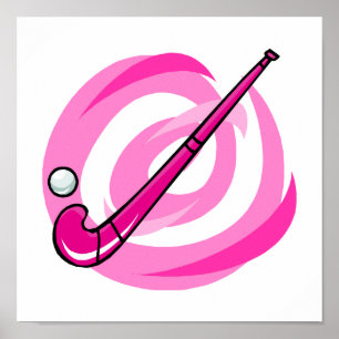 Pôster Logotipo rosa do Hockey de Campo