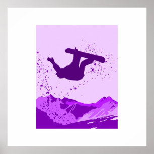 Poster Logotipo roxo do Snowboard