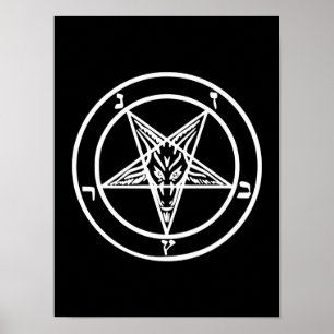 Poster Logotipo Satânico do Pentagrama Invertido