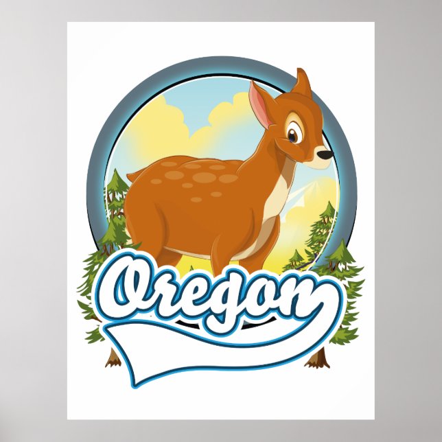 Poster logotipo viagem de Deer de Oregon (Frente)