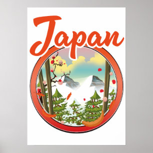 Poster Logotipo viagem do Japão