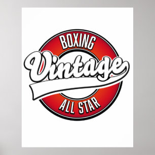 Poster Logotipo vintage de boxe All star