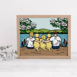 Poster Loira Blona da Família Labrador Amarelo Personaliz