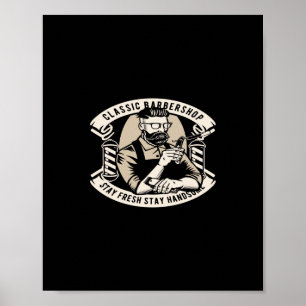 Poster loja de barbearia clássica fique fresco fique boni