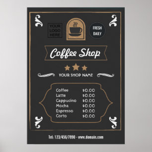 Poster Loja de Café Retro adicionar logotipo Menu