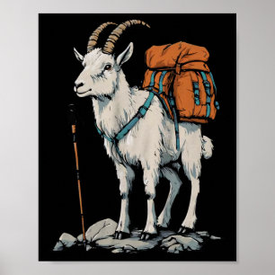Poster Loja de Natal Mochila de Cabra da Montanha Camping