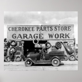 Pôster Loja de Peças Cherokee, 1936. Foto Antiga