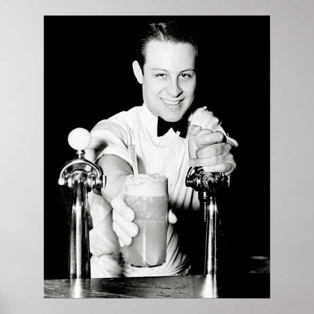 Pôster Loja de Refrigerantes, 1936. Foto Antiga (Frente)