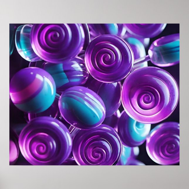 Poster Lolipps em tons de púrpura e de chá (Frente)