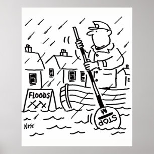 Pôster Lollipop Man está arruinando um barco nas enchent