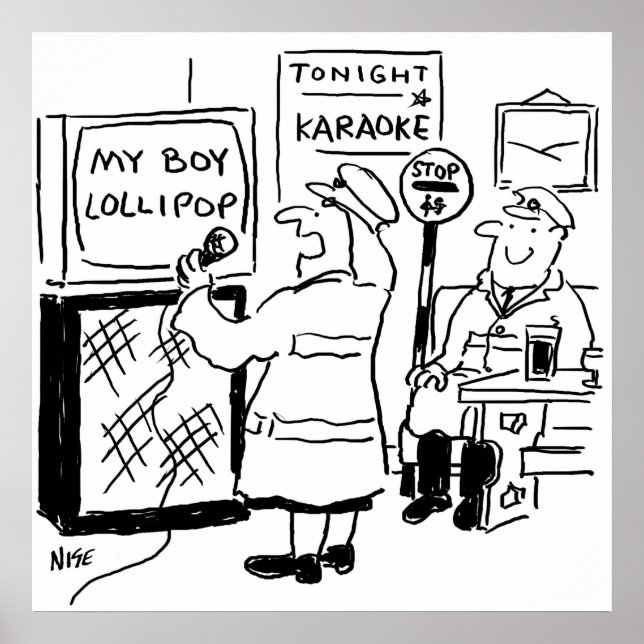 Poster Lollipop Man gosta de Karaoke (Frente)
