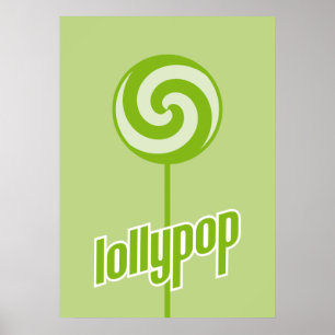 Pôster lollypop verde doce doentio