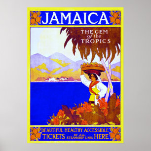 Pôster Lona das viagens vintage do ~ de Jamaica