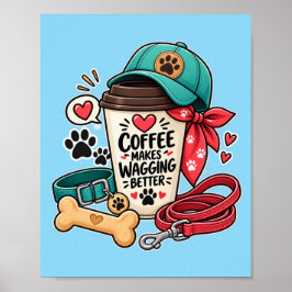Poster Lona de Mãe de Cachorro Fofa Café Torna Abanar Mel