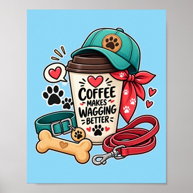 Poster Lona de Mãe de Cachorro Fofa Café Torna Abanar Mel (Frente)