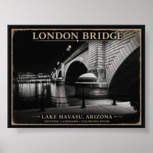 Poster London Bridge Preto e Branco Noturno