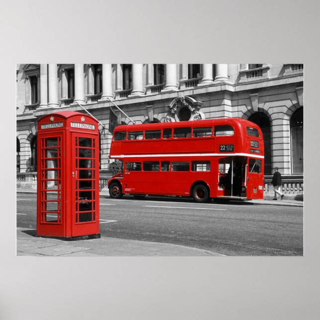 Poster London Bus & Red Telephone Box (Frente)