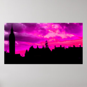 Poster London City Sunset Panorama UK Viagem