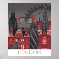 London Elevations by Night - Red