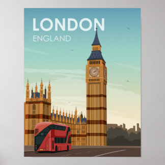 Poster London England Big Ben Viagens vintage