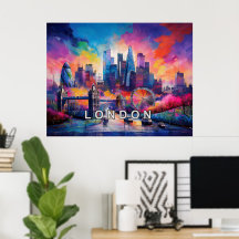 London England Colorful Abstrato Art