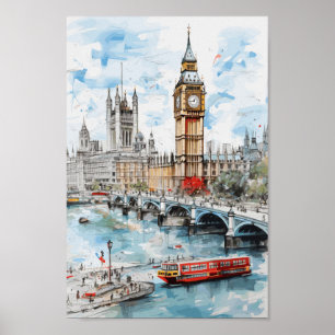 Poster London England Famous Viagem Place