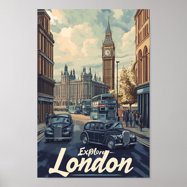 Poster London England Famous Viagem Place (Frente)
